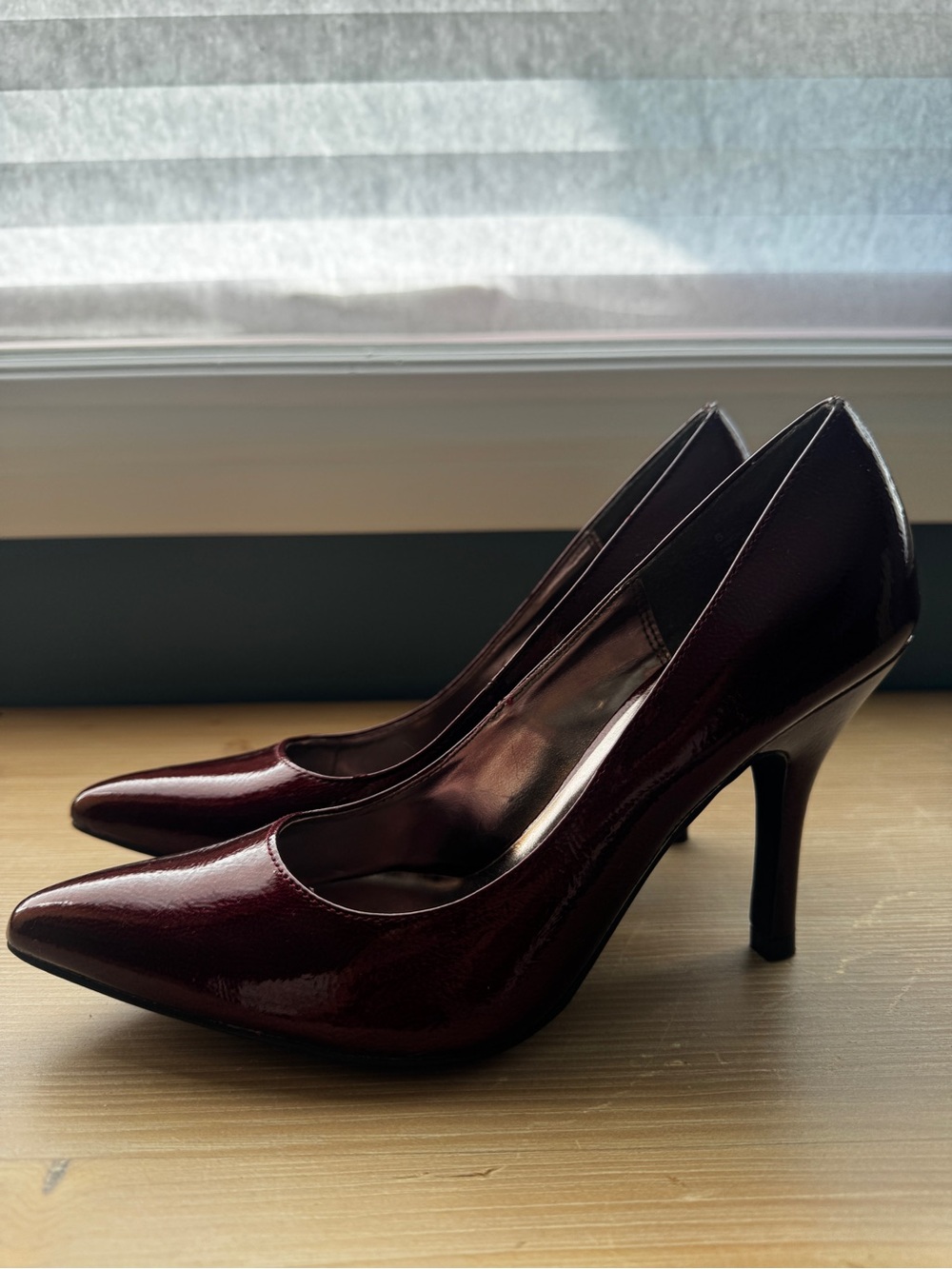 Rampage Burgundy Patent Pointed-Toe Pumps